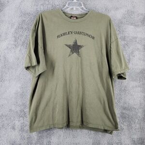Harley-Davidson Shirt Men 3XL Army Green Star Graphic Biker Americana Modern